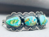 Rare Blue Royston Turquoise Native American Navajo Sterling Silver Bracelet-Nativo Arts
