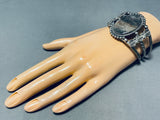 Foggy Petrified Wood Vintage Native American Navajo Sterling Silver Bracelet Old-Nativo Arts