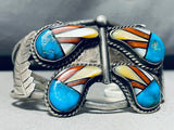 The Best Vintage Native American Navajo Turquoise Inlay Sterling Silver Butterfly Bracelet-Nativo Arts