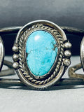 Outstanding Vintage Native American Navajo 3 Pilot Mountain Turquoise Sterling Silver Bracelet-Nativo Arts