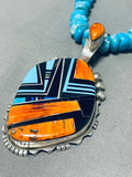 Ray Jack Vintage Native American Navajo Turquoise Spiny Oyster Sterling Silver Necklace-Nativo Arts