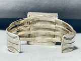 One Of The Best Ever Vintage Native American Navajo Squared foggy Agate Sterling Silver Bracelet-Nativo Arts