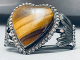 The Best Vintage Native American Navajo Tigers Eye Heart Sterling Silver Bracelet Cuff-Nativo Arts