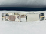 Astounding Vintage Native American Navajo Sterling Silver And 14k Gold Bracelet Signed V. Hicks-Nativo Arts