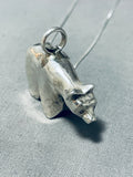 Whimsical Vintage Native American Navajo Sterling Silver Brownbear Necklace-Nativo Arts