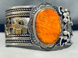 One Of The Best Vintage Native American Navajo Spiny Oyster Sterling Silver 14k Gold Bracelet-Nativo Arts