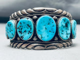 Henry Roanhorse Vintage Native American Navajo Morenci Turquoise Sterling Silver Bracelet-Nativo Arts