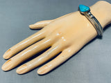 Al Lee Easter Blue Turquoise! Vintage Native American Navajo Sterling Silver Bracelet-Nativo Arts