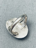 Rare Bisbee Turquoise Vintage Native American Navajo Sterling Silver Ring Old Sz 5 Adjustable-Nativo Arts