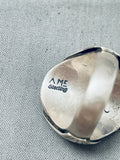 Huge Heavy Vintage Native American Navajo Eagle Sterling Silver Turquoise Ring