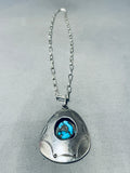 Impressive Vintage Native American Navajo Morenci Turquoise Sterling Silver Necklace-Nativo Arts