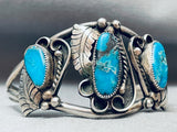 Important Gilbert Turquoise Vintage Native American Navajo Sterling Silver Bracelet Old-Nativo Arts