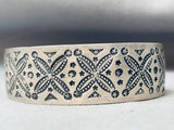 Detailed Flower Vintage Native American Navajo Sterling Silver Bracelet Cuff-Nativo Arts