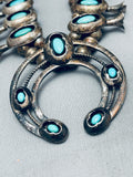 Womens Vintage Native American Navajo Turquoise Sterling Silver Squash Blossom Necklace-Nativo Arts