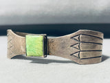 Fred Peters Vintage Native American Navajo Green Turquoise Sterling Silver Bracelet-Nativo Arts