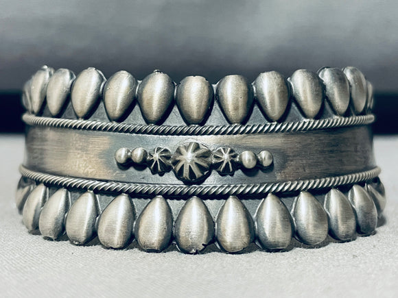 One Of The Coolest Ever Vintage Native American Navajo Sterling Silver Shell Bracelet-Nativo Arts