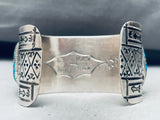 97 Grams Huge Native American Navajo Turquoise Sterling Silver Bracelet Cuff-Nativo Arts
