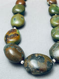 Big Chunky Vintage Native American Navajo Green Turquoise Sterling Silver Necklace-Nativo Arts