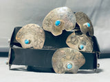 Signed Vintage Native American Navajo Bear Turquoise Sterling Silver Concho Belt-Nativo Arts