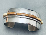 Very Unique Vintage Southwest Sterling Silver Inlay Wood Bracelet-Nativo Arts