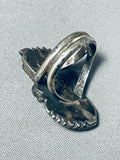 Stunning Vintage Native American Navajo White Buffalo Sterling Silver Eugene Crawford Ring-Nativo Arts