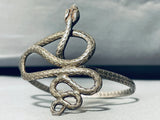 Slithering Snake Vintage Sterling Silver Coiled Up Bracelet Cuff-Nativo Arts