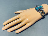 One Of Most Beautiful Vintage Native American Navajo Morenci Turquoise Sterling Silver Bracelet-Nativo Arts