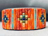 Most Unique Vintage Southwest Shell Inlay Sterling Silver Bracelet-Nativo Arts