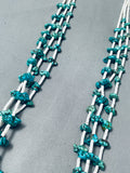 Rare Vintage Native American Navajo Graduating Turquoise Nugget Sterling Silver Necklace Old-Nativo Arts