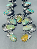 406 Grams Native American Navajo Green Turquoise Sterling Silver Squash Blossom Necklace-Nativo Arts