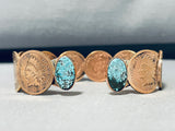 Jaw-dropping Native American Navajo #8 Turquoise Mine & Indian Head Pennies Bracelet-Nativo Arts