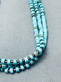 Native American Stunning Navajo Turquoise Disc Sterling Silver Heishi Necklace-Nativo Arts