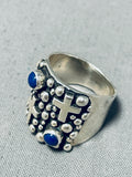One Of The Best Santo Domingo Lapis Sterling Silver Cross Ring-Nativo Arts