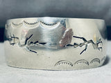 Ceremony Dancers!! Vintage Native American Navajo Hand Tooled Sterling Silver Bracelet-Nativo Arts