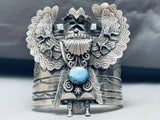 137 Grams Heavy Bird Native American Navajo Turquoise Sterling Silver Bracelet-Nativo Arts