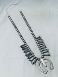 Late 1800's Early 1900's Vintage Native American Navajo Turquoise Squash Blossom Necklace-Nativo Arts