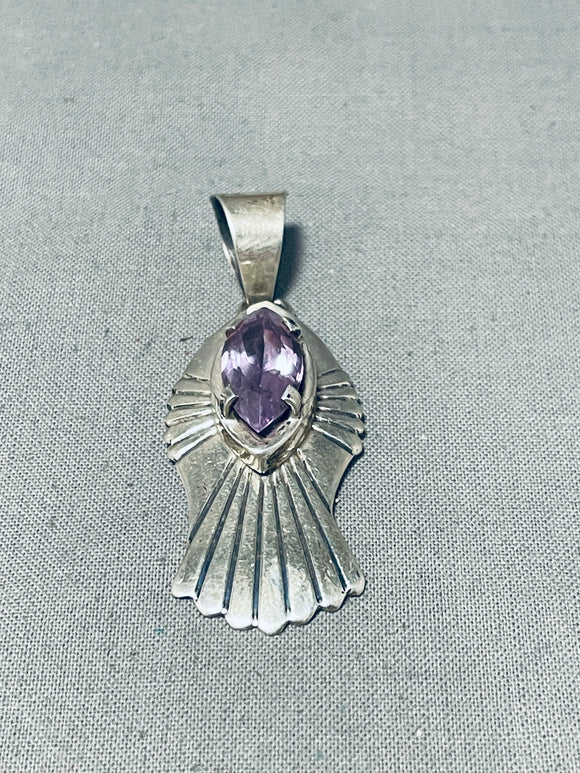 Gorgeous Vintage Native American Navajo Amethyst Sterling Silver Pendant-Nativo Arts