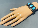Sturdy Thicker Vintage Native American Navajo Domed Turquoise Sterling Silver Bracelet Cuff-Nativo Arts