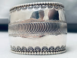 Earloy Vintage Native American Navajo Hand Tooled Sterling Silver Bracelet Cuff Old-Nativo Arts