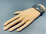 Concho Belt For Wrist! Vintage Native American Navajo Turquoise Sterling Silver Bracelet-Nativo Arts