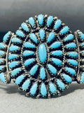 Majestic Native American Zuni Sleeping Beauty Turquoise Cluster Sterling Silver Bracelet-Nativo Arts