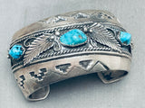 Al Joe Vintage Native American Navajo Turquoise Sterling Silver Leaf Bracelet-Nativo Arts