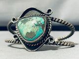 Very Old Coil Cuff!! Vintage Native American Navajo Green Turquoise Sterling Silver Bracelet-Nativo Arts