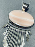 Exquisite Vintage Native American Zuni Mother Of Pearl Sterling Silver Necklace-Nativo Arts