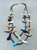 Native American Early Vintage Kewa Santo Domingo Animal Fetish Sterling Silver Necklace-Nativo Arts