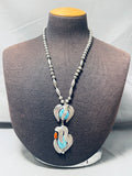 Gasp! Monumental Vintage Native American Navajo Turquoise Sterling Silver Necklace Old-Nativo Arts