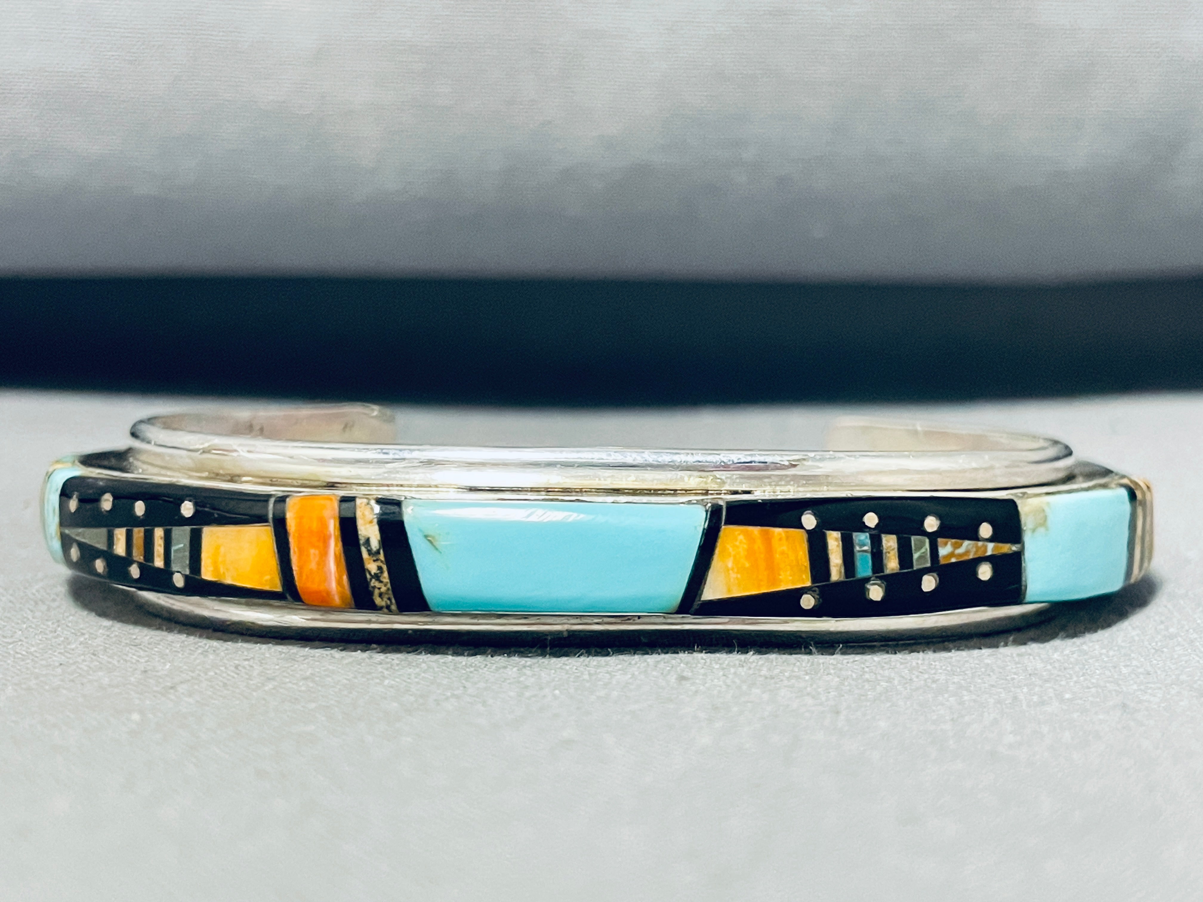 Navajo Vintage Sterling Bracelet S. offers Ray Opal Insets