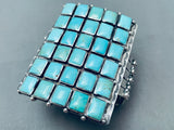 The Biggest Best Vintage Native American Navajo Square Turquoise Sterling Silver Bracelet-Nativo Arts