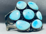Signed Heavy 89 Grams Vintage Native American Navajo Cluster Turquoise Sterling Silver Bracelet-Nativo Arts