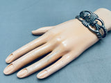 Highly Detailed Button Vintage Native American Navajo Sterling Silver Bracelet-Nativo Arts